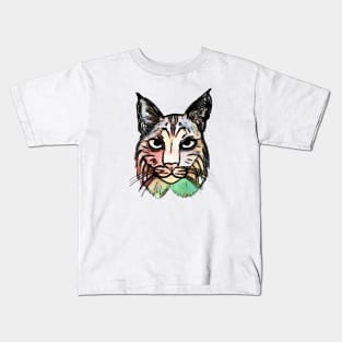 Watercolor Bobcat Kids T-Shirt